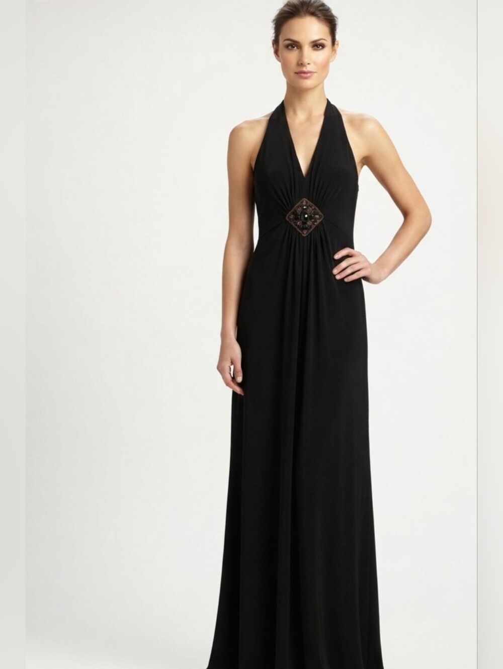 Trina Turk Black Embellished Halter Maxi Dress Size 8